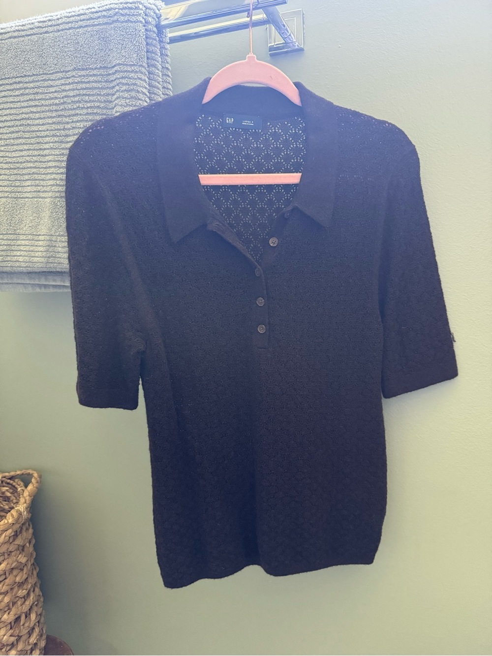 GAP Chocolate Brown Short-Sleeve Button-Up Polo Top